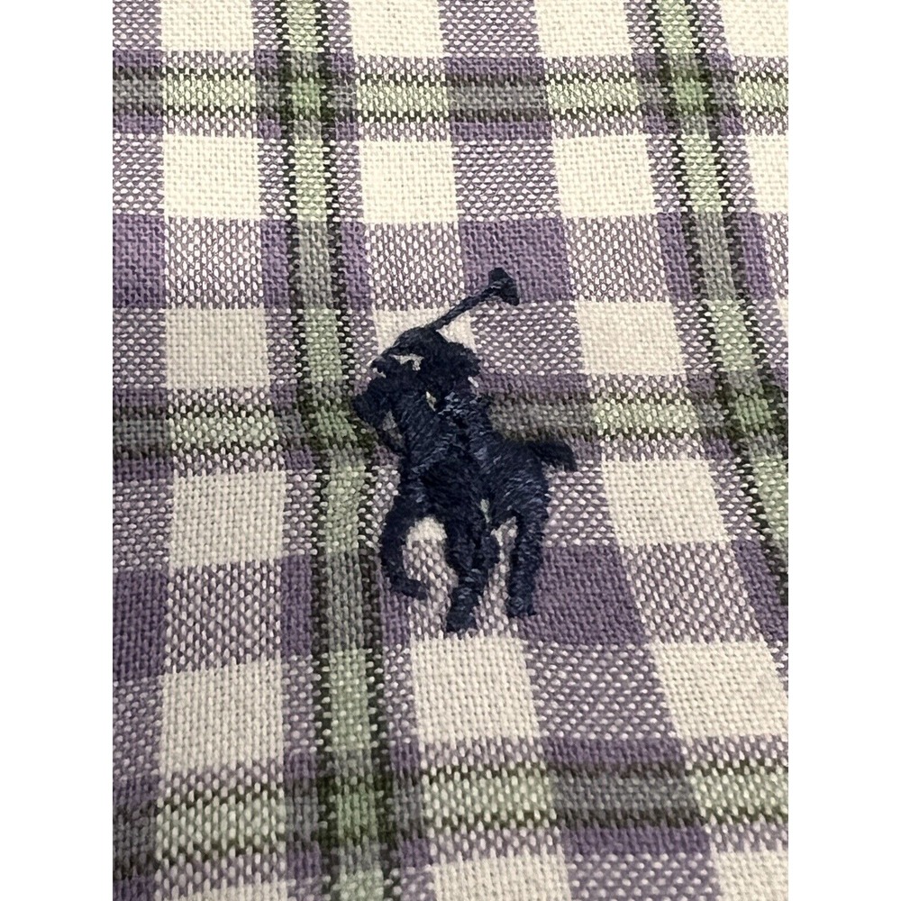 Ralph Lauren Mens Button Down Shirt Blake Cotton Purple Green Check Plaid Size L - Picture 3 of 7